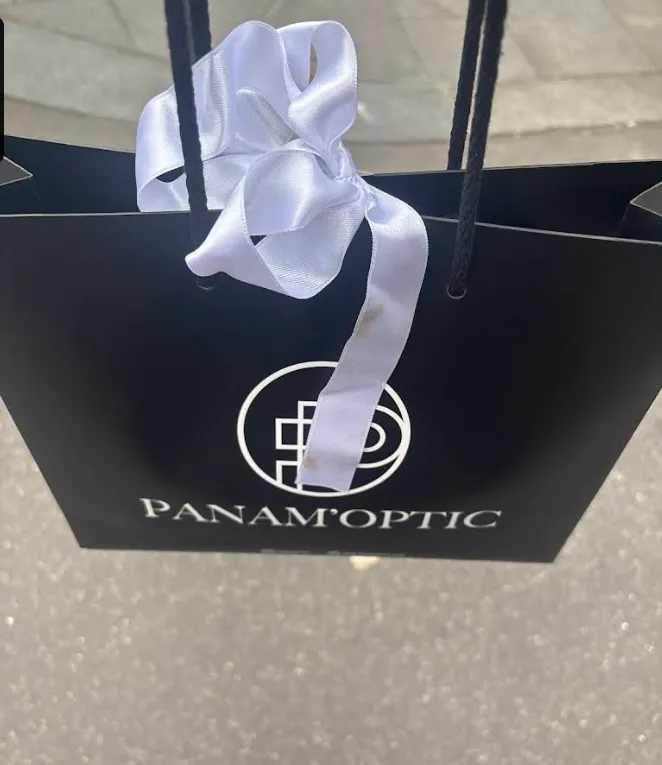 Sac Panam'Optic noué d'un ruban de satin blanc